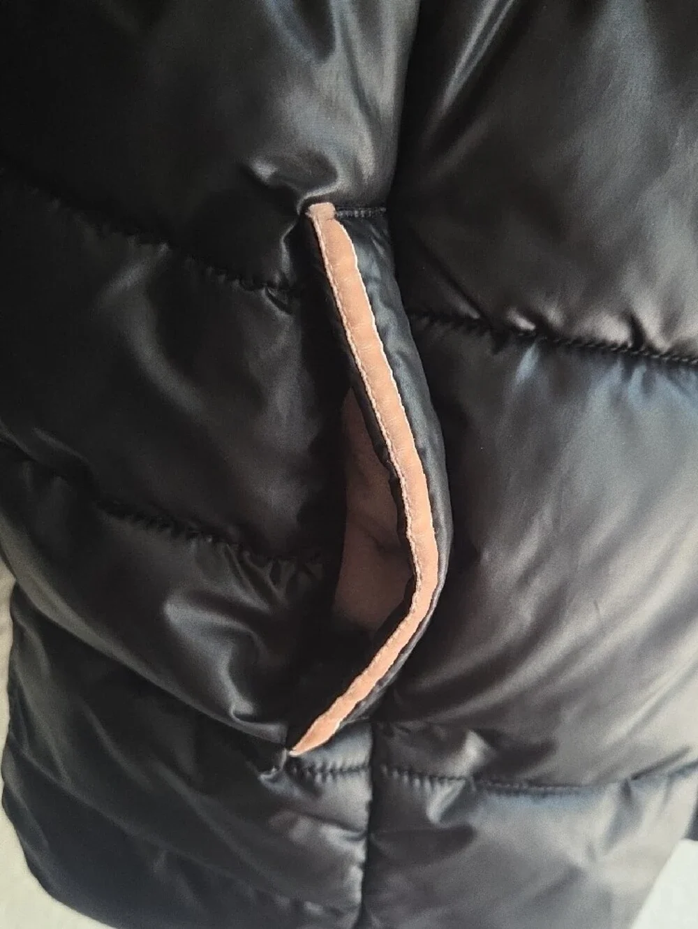 Michael Kors Black Puffer Coat with Pink Faux-Fur Hood Trim